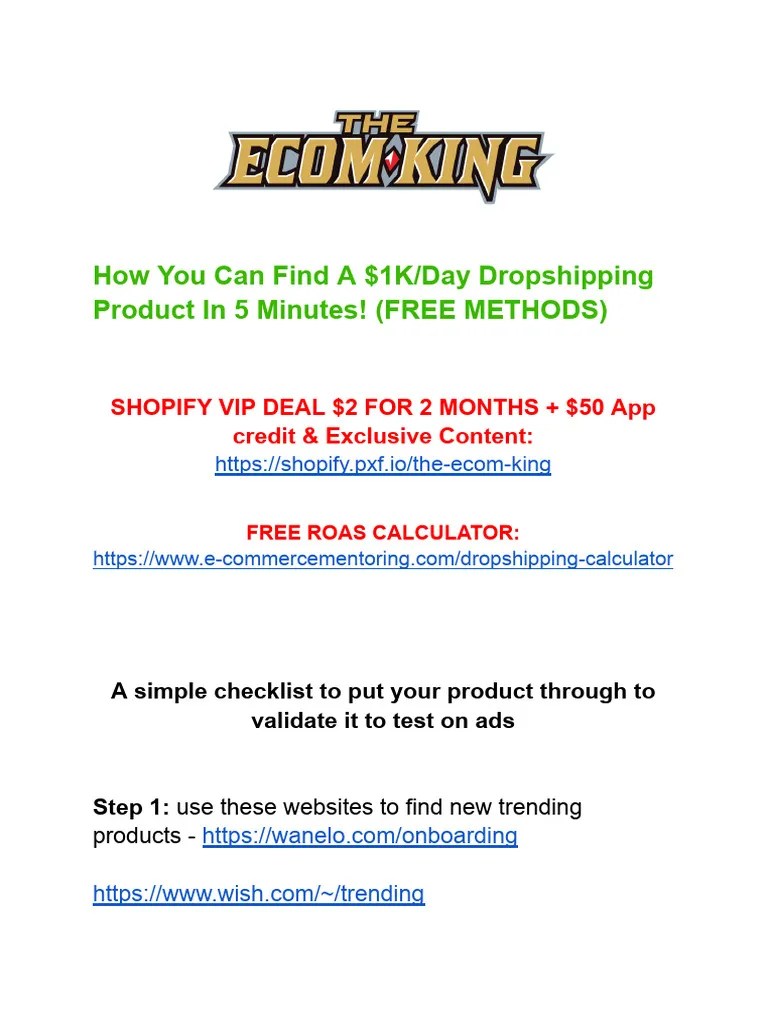 How You Can Find A $1K-Day Dropshipping Product In 5 Minutes | PDF