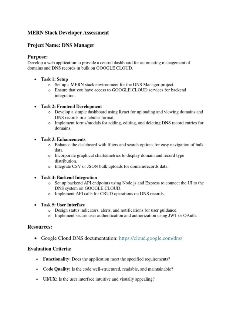 MERN-Stack Developer Assessment | PDF | Cloud Computing | Domain Name ...