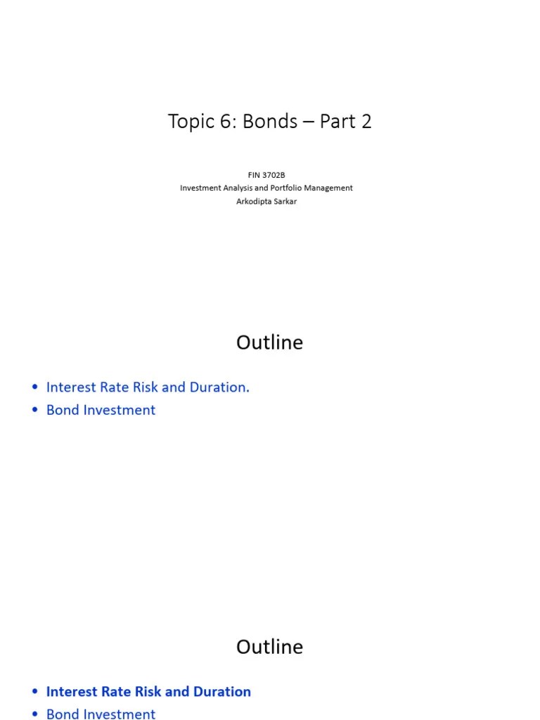 Investment Analysis And Portfolio Management: Lecture 6 Part 2 | PDF | Bonds (Finance) | Bond ...