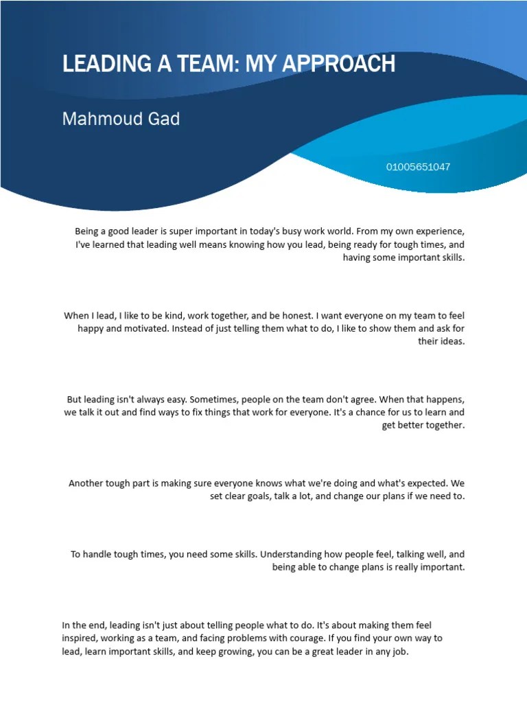 Leading A Team | PDF