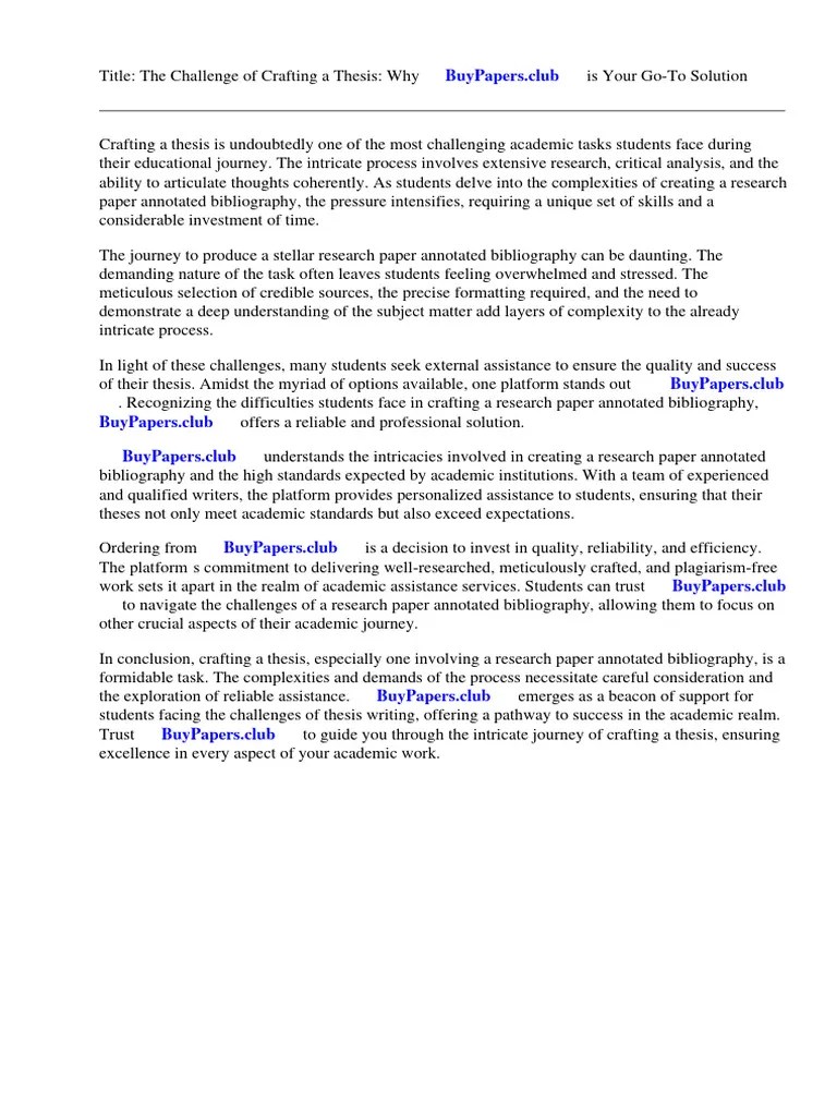 Research Paper Annotated Bibliography Example | PDF | Annotation ...