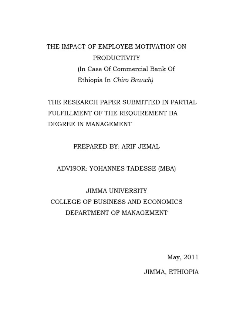 THE IMPACT OF EMPLOYEE MOTIVATION ON PRODUCTIVITY Of THE RESEARCH | PDF ...
