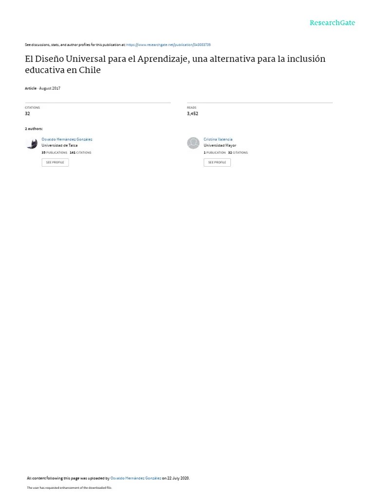 El Diseño Universal Para El Aprendizaje, Una Alternativa Para La Inclusion Educativa En Chile ...