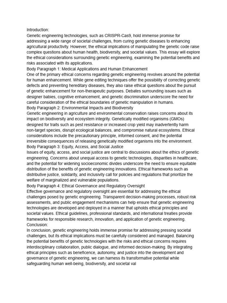 The Ethics Of Genetic Engineering | PDF | Genetic Engineering ...