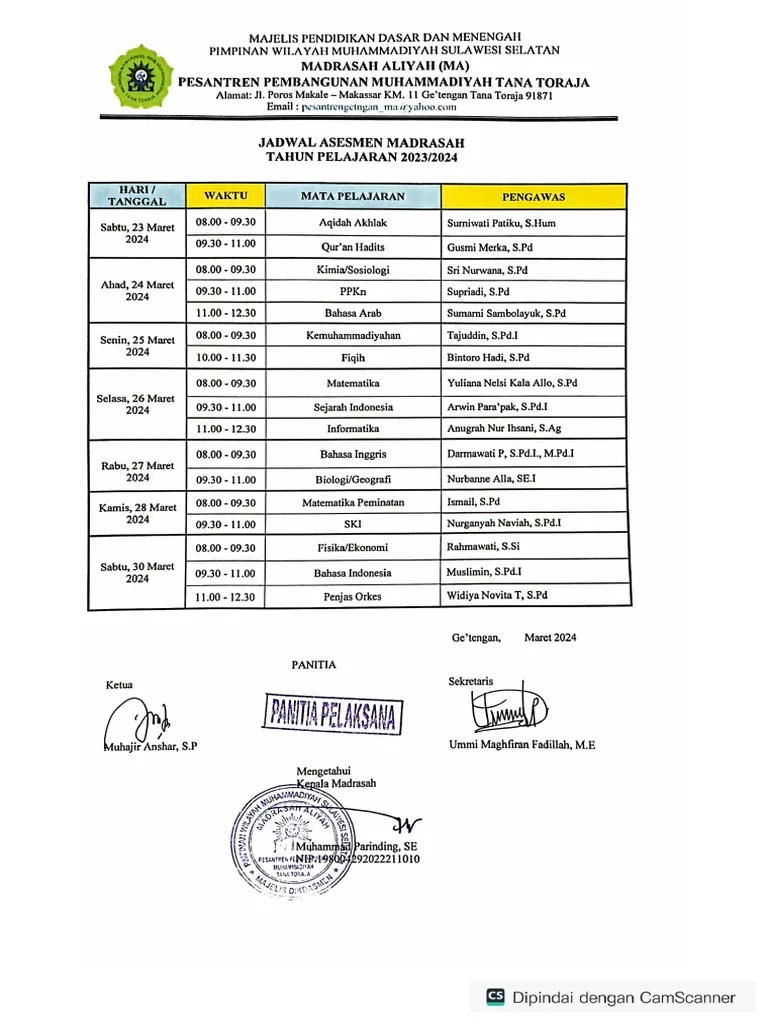 Jadwal Ujian Asesmen Madrasah Dan Ujian Praktek Pdf