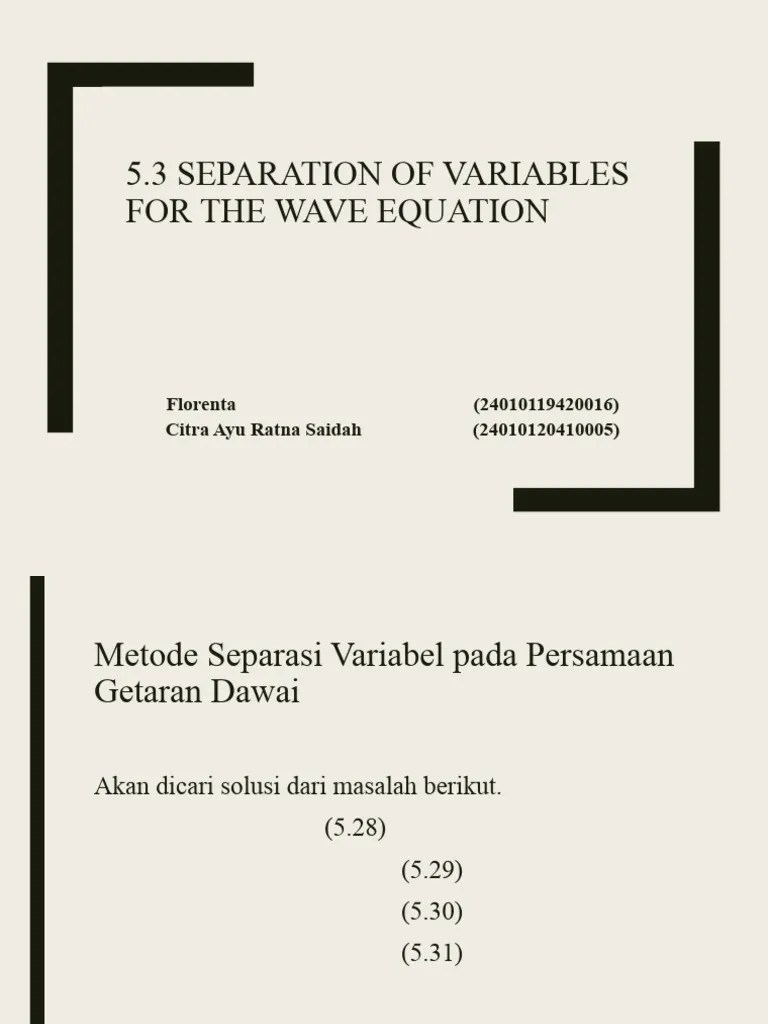 5.3 Separation Of Variables For The Wave Equation | PDF