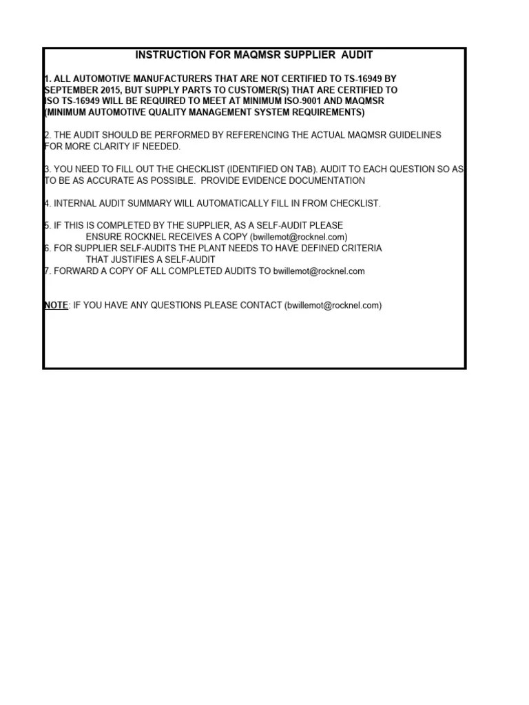New IATF 16949 Audit (MAQMSR SUPPLIER AUDIT) | PDF | Audit | Quality ...