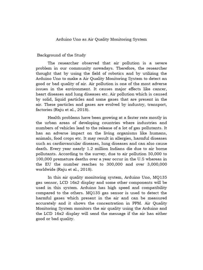 Arduino Uno As Air Quality Monitoring System | PDF