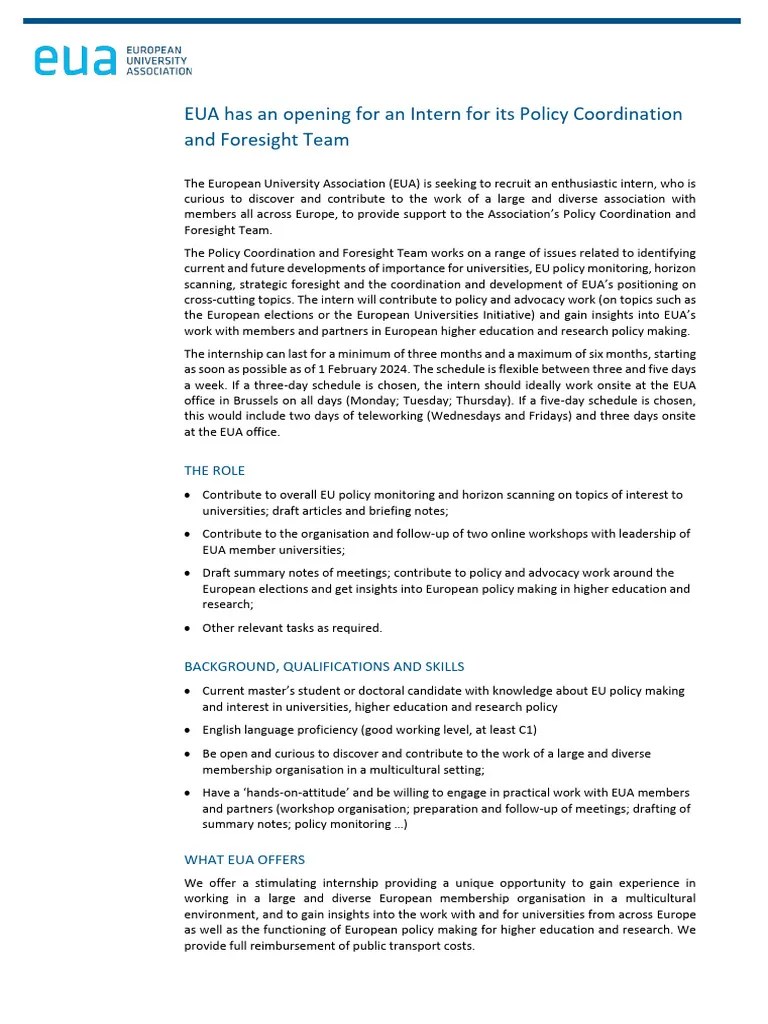 Internship Polco 2024 | PDF | European Union | Internship
