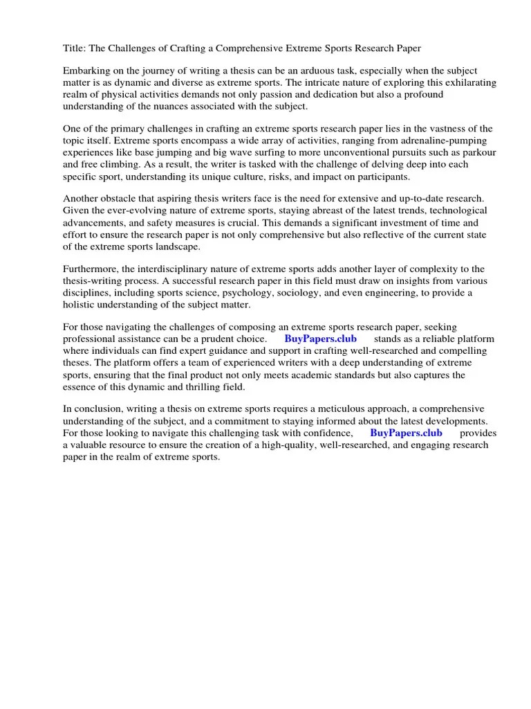 Extreme Sports Research Paper | PDF | Sports | Essays
