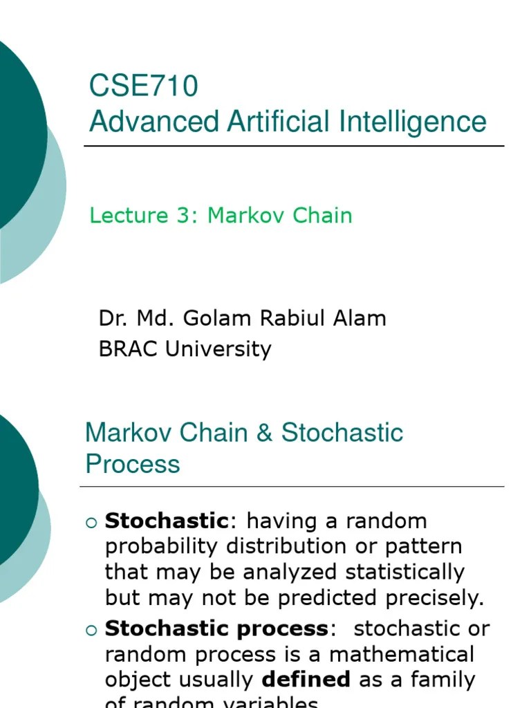 Lec5 Markov Chain | PDF | Stochastic Process | Markov Chain