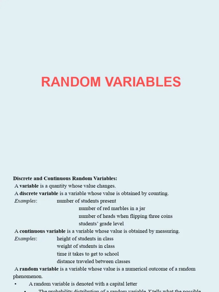 Lecture 6-7 Random Variable | PDF | Probability Distribution | Random ...