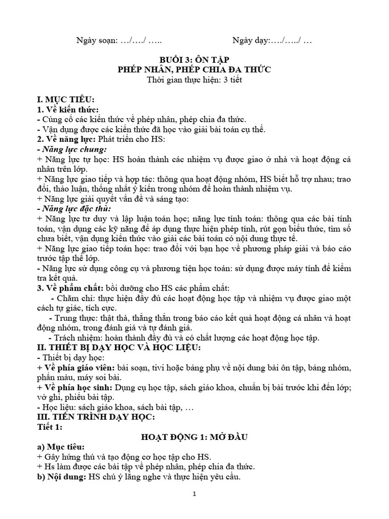 B3 Phep Nhan, Phep Chia Da Thuc | PDF