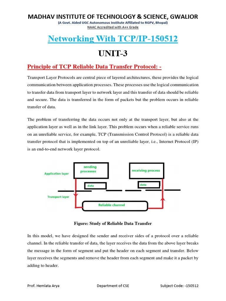 UNIT-3 (Networking With TCP-IP Notes) | PDF | Transmission Control ...