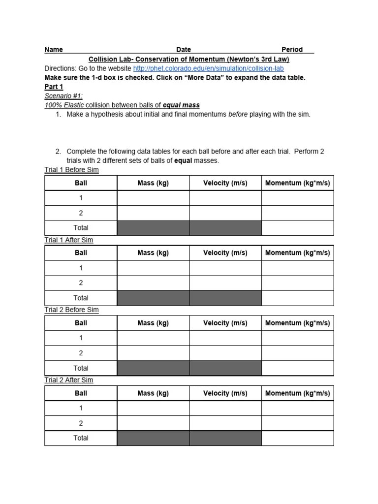 Collision Lab-Phet | PDF | Momentum | Collision