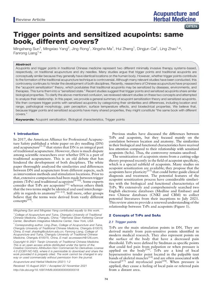 Trigger Points And Sensitized Acupoints Same | PDF | Acupuncture | Myofascial Trigger Point