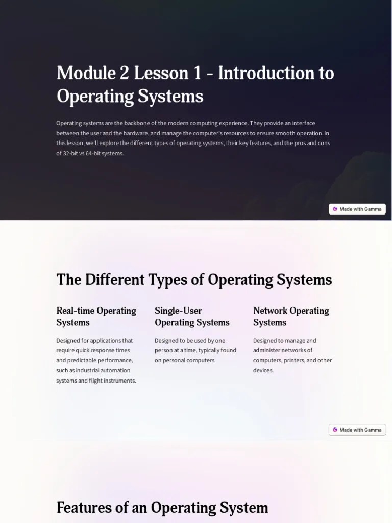 Module 2 Lesson 1 Introduction To Operating Systems | PDF | Operating ...