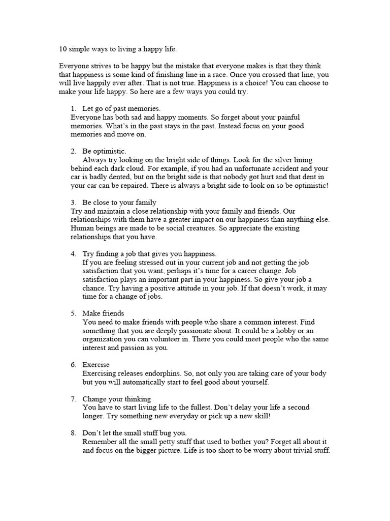 10 Ways To Be Happy | PDF | Happiness | Psychology