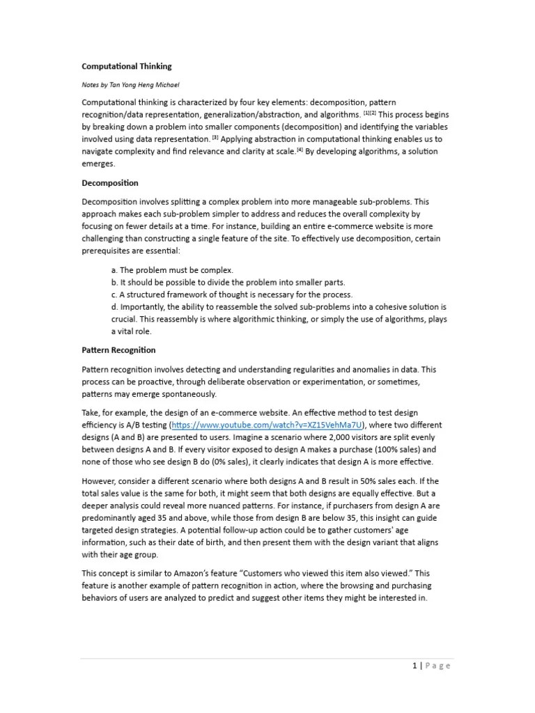 Computational Thinking Notes | PDF | Software Testing | Thought