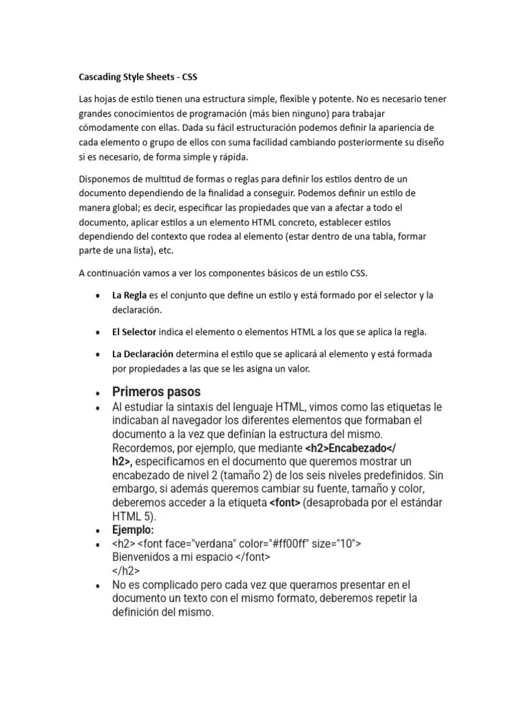 Cascading Style Sheets PDF | PDF | HTML | Desarrollo De Software