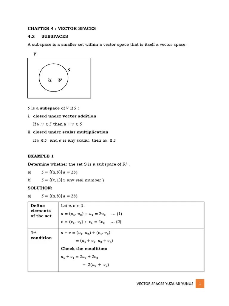 Chapter 4 Vector Spaces_part 2_subspaces_ans | PDF | Linear Subspace ...