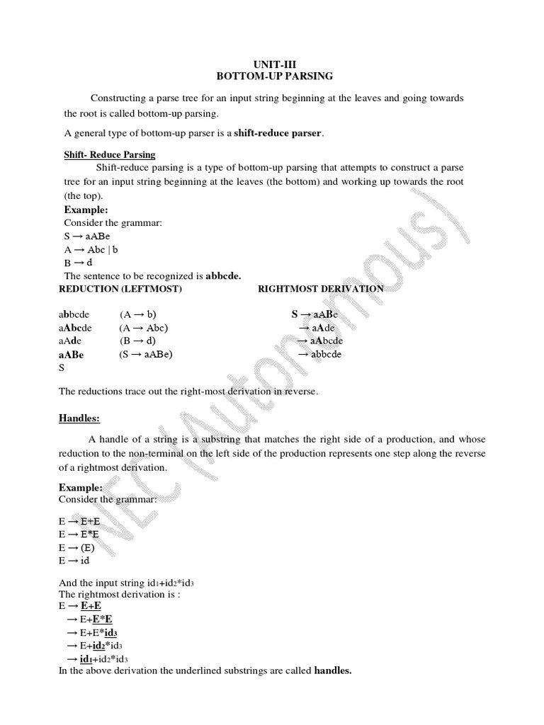 CD Unit III | PDF | Parsing | Metalogic