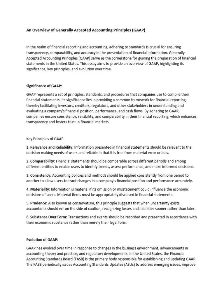 An Overview Of Generally Accepted Accounting Principles | PDF ...