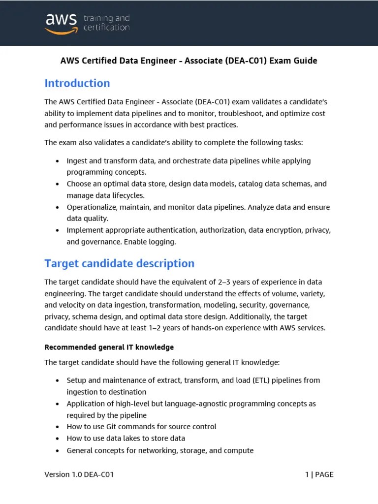 Aws Certified Data Engineer Exam Guide Pdf Amazon Web Services Data
