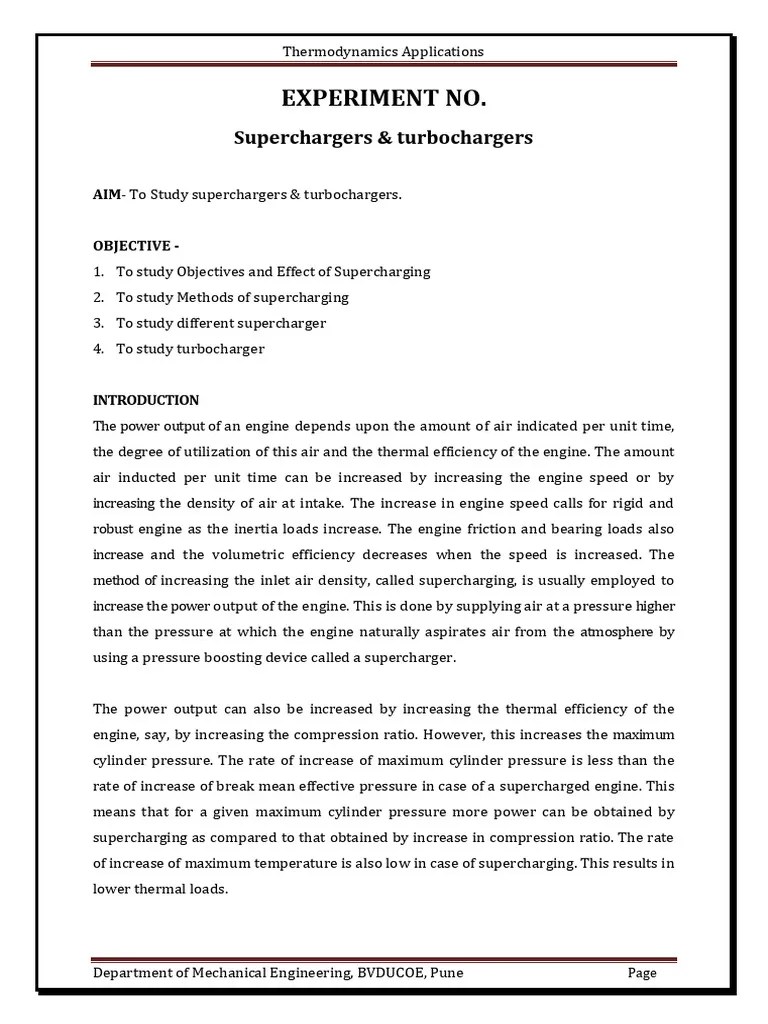 4 Supercharger | PDF | Turbocharger | Internal Combustion Engine