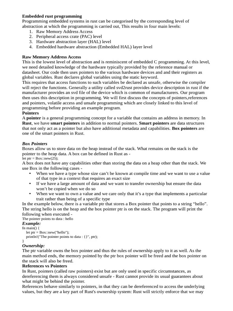 Embedded Rust Programming | PDF | Pointer (Computer Programming ...