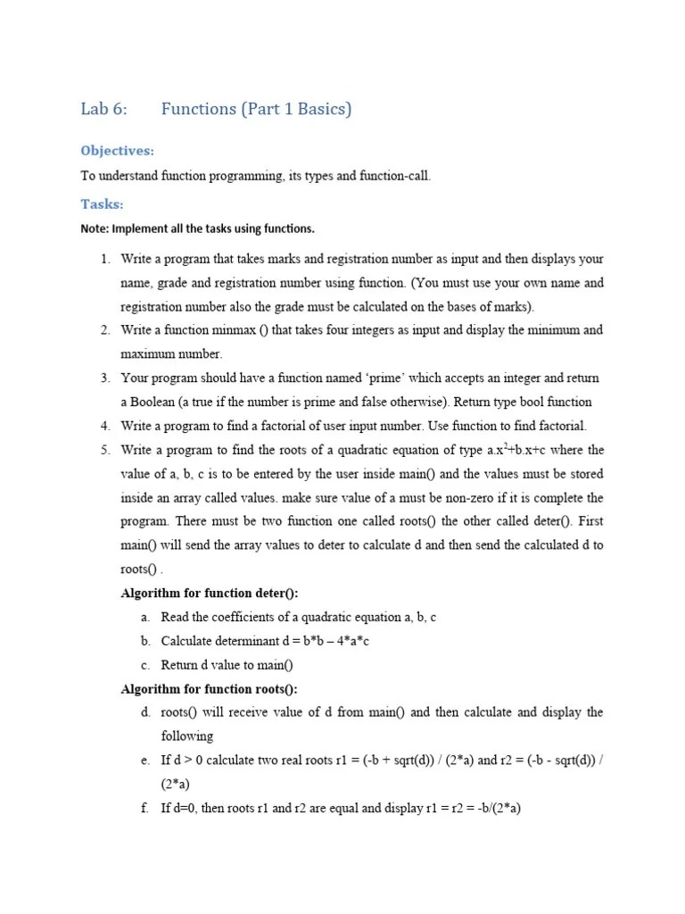 Computer Programming Lab # 6 New | PDF | Computers | Technology ...