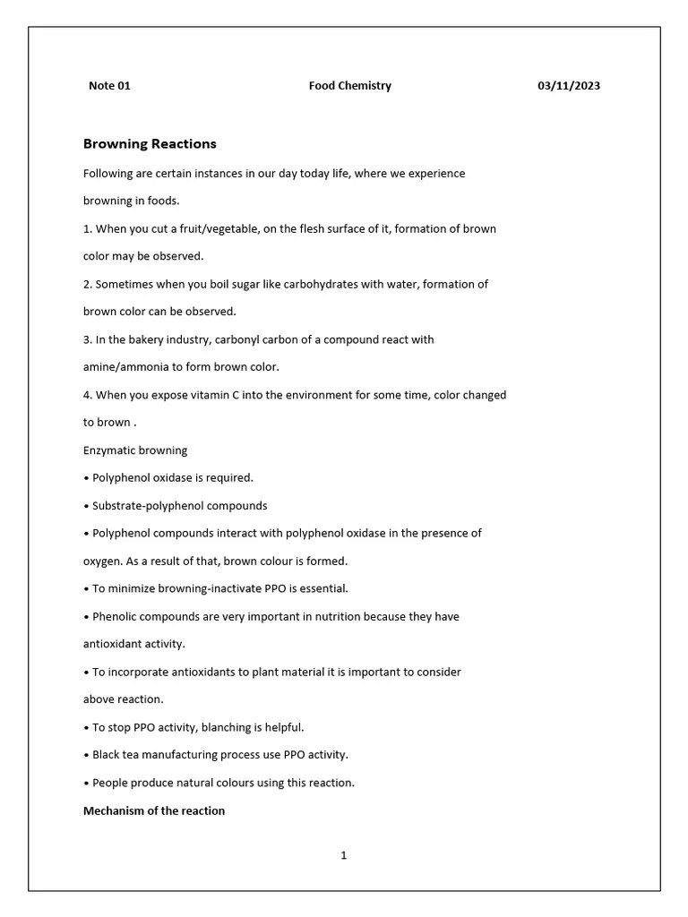 Food Chemistry - Browning | PDF | Polyphenol | Chemistry