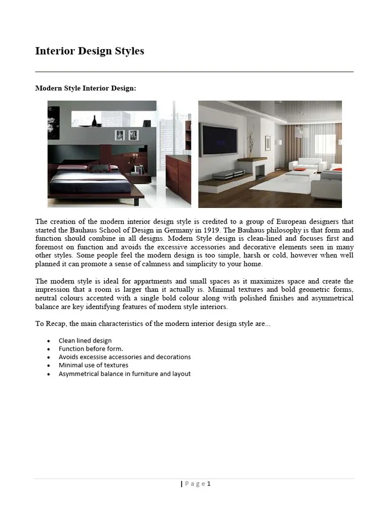 Styles | PDF | Minimalism | Interior Design