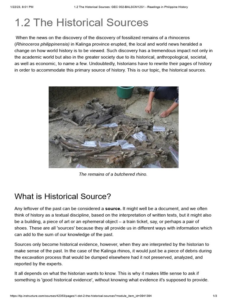 1.2 The Historical Sources - GEC 002-BALSCM12S1 - Readings In ...