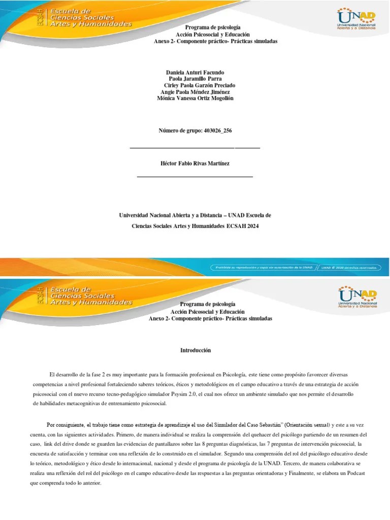 Anexo 2 - Componente Práctico - Prácticas Simuladas | PDF | Sicología | Inteligencia