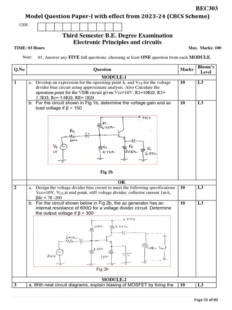 BEC303 Set1 | PDF | Electronic Oscillator | Amplifier