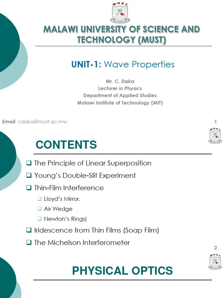 Lecture 1 Wave Properties | PDF | Coherence (Physics) | Diffraction