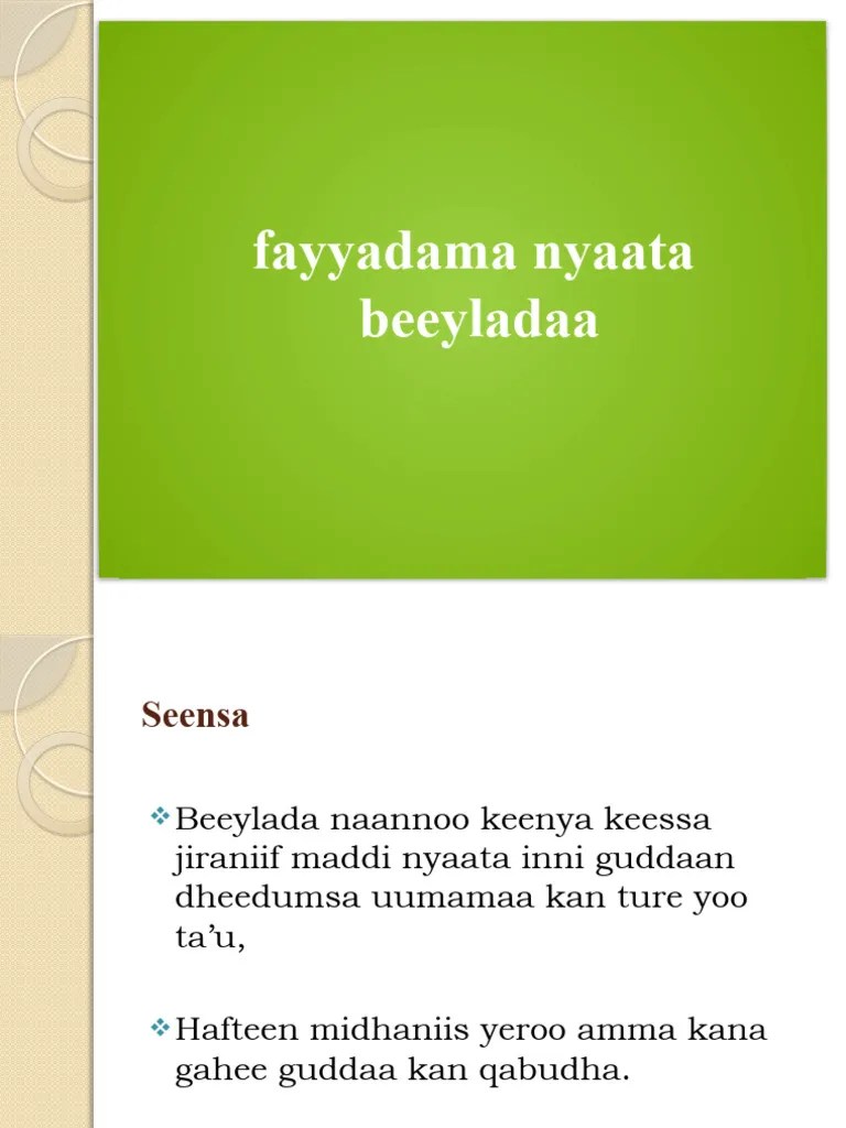 Qophii Nyaata Beeyladaa | PDF