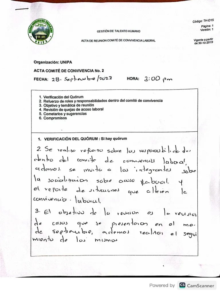 ACTA DE REUNION DE COCOLAB Septiembre | PDF