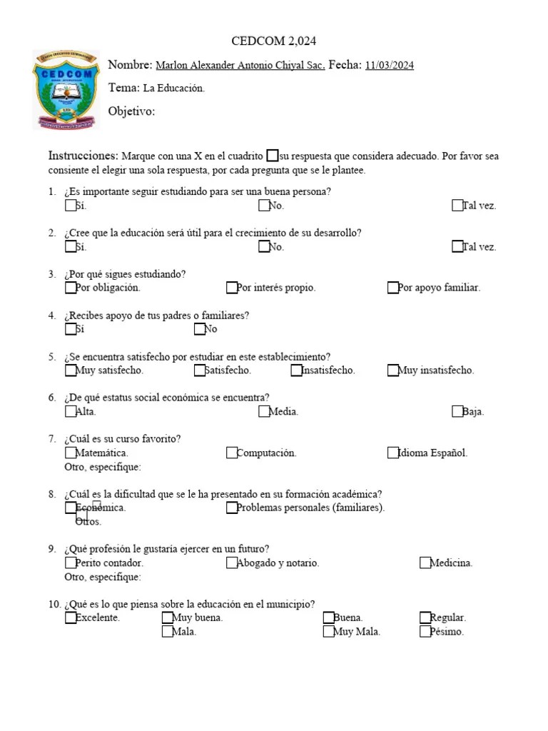 Encuesta De Estadística | PDF