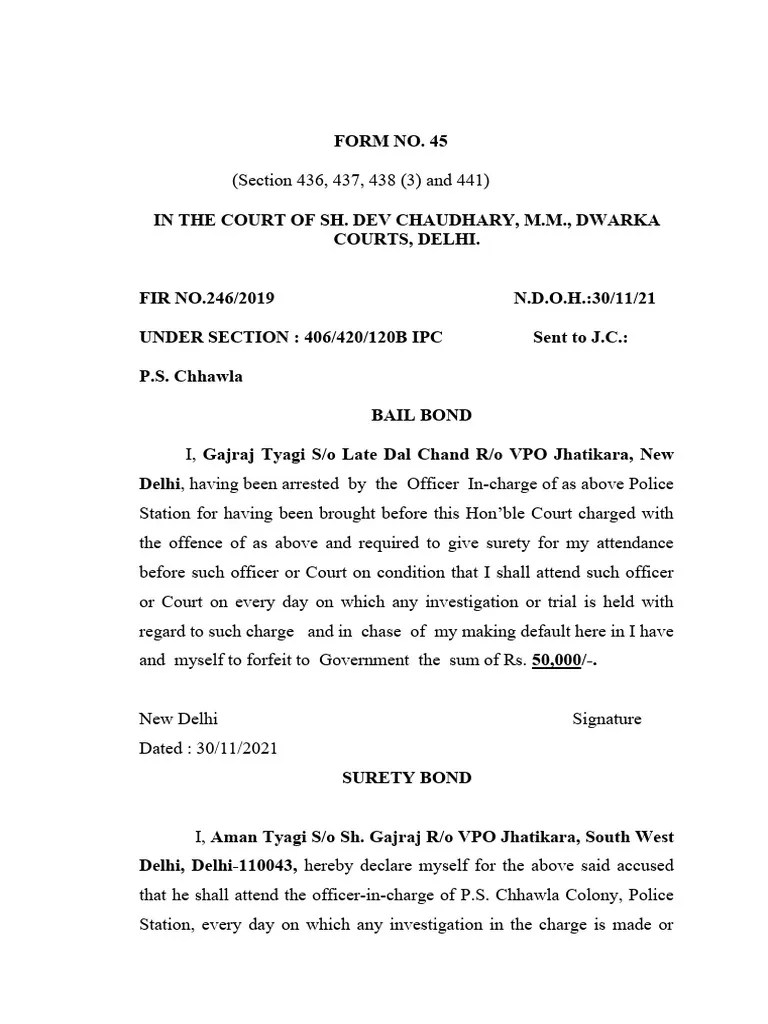 Bail Bond With Affidavit | PDF | Bail | Crime & Violence