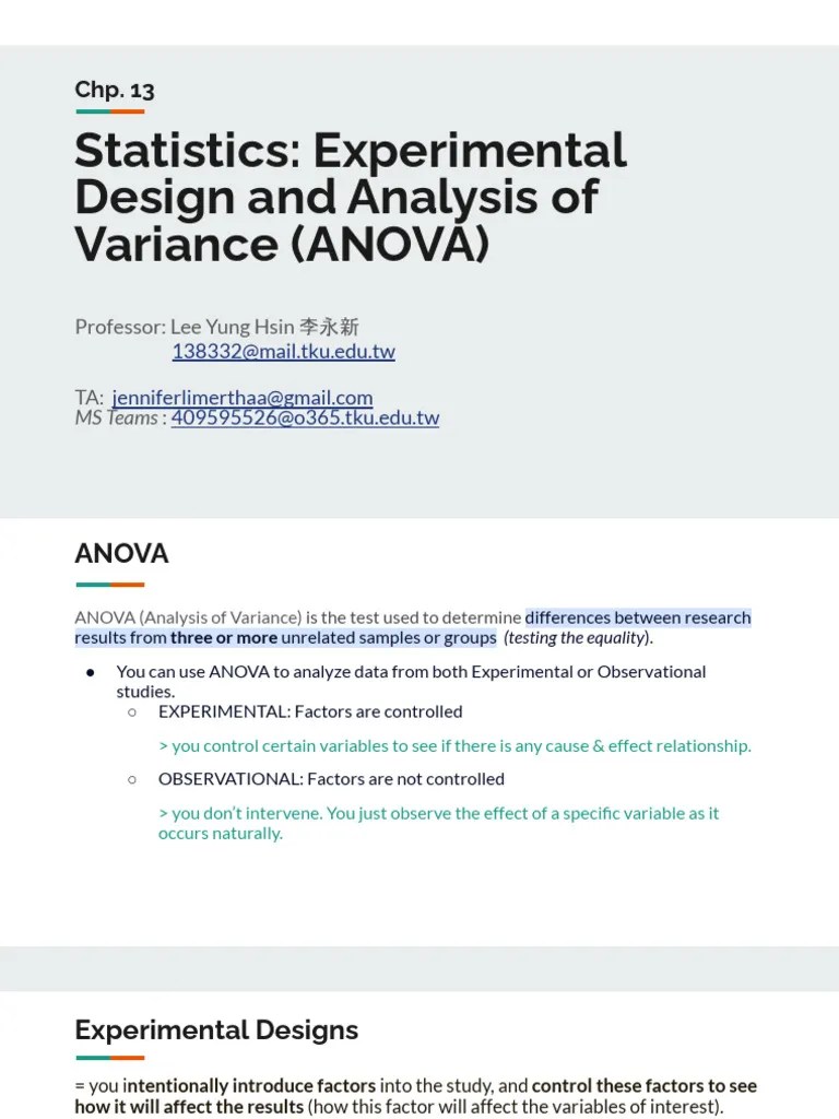 Statistics TA CHP 13 Experimental Design And ANOVA-2 | PDF | Mean ...