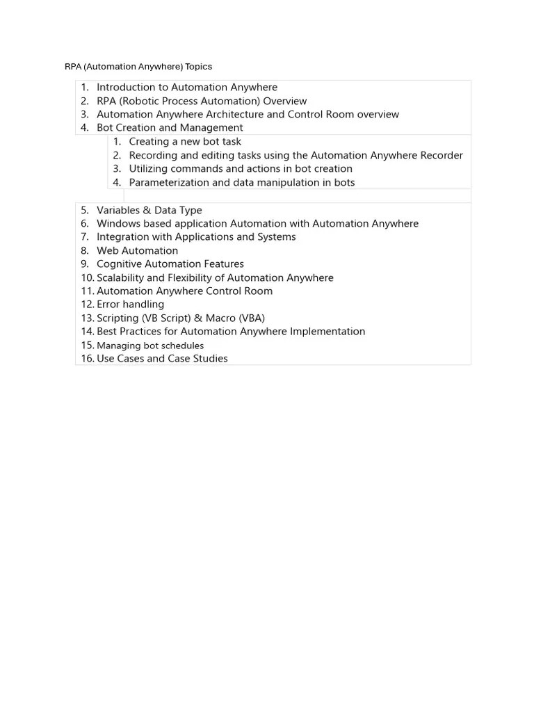 RPA A360 Topics | PDF