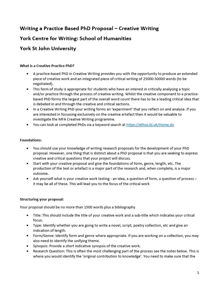 Writing A Creative Writing PHD Proposal - Guide Feb 2023 | PDF | Doctor ...