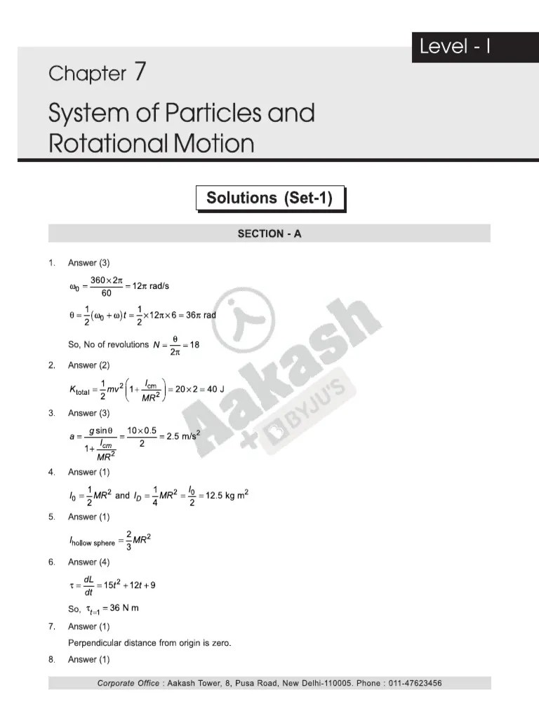 L1 - Ch-6 - Sol - Set-1 - Rotational Mech | PDF