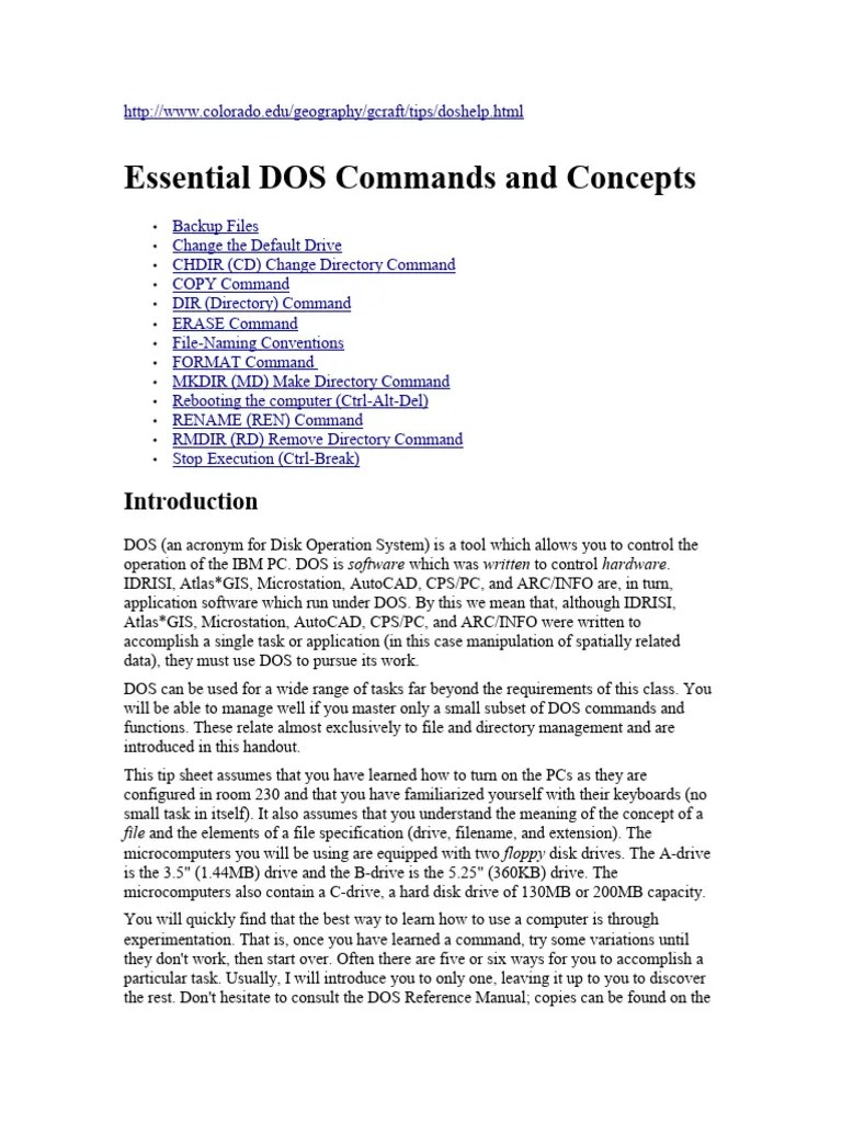 DOS Commands | PDF | Computer File | Dos