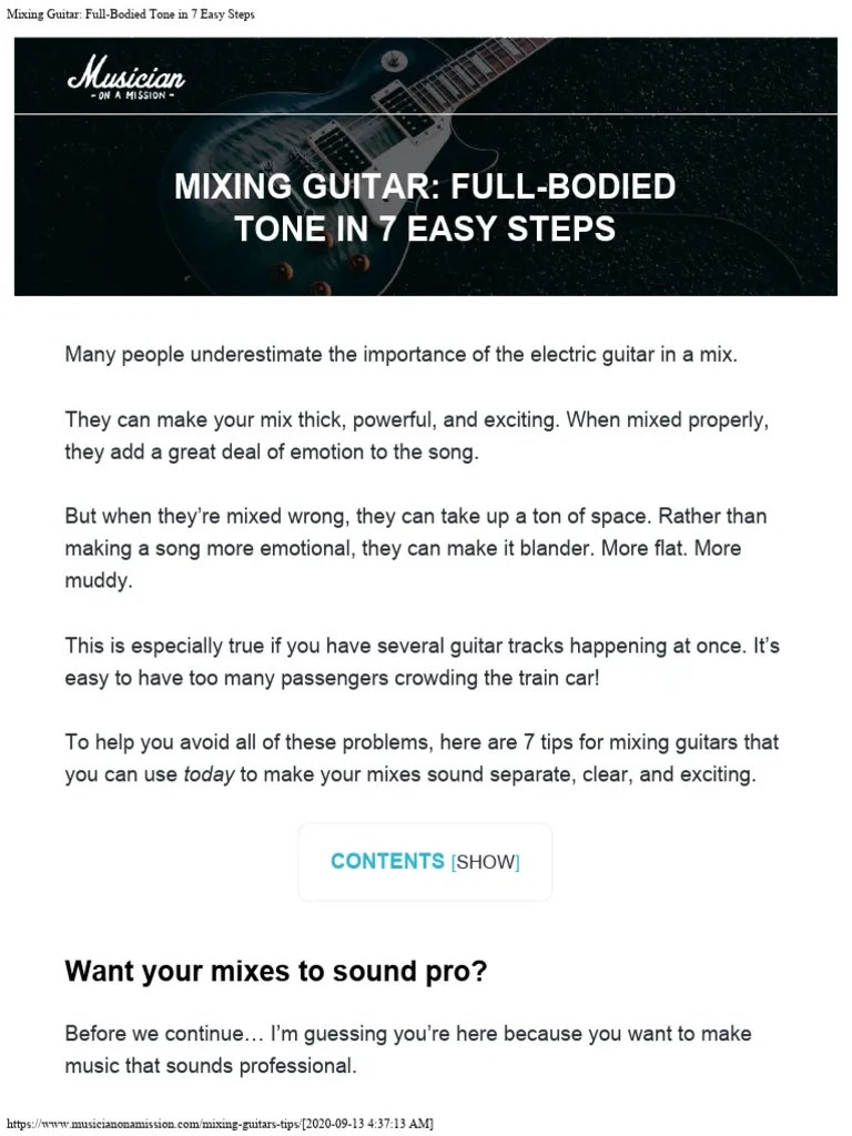 Mixing Electric Guitar | PDF | Amplifier | Equalization (Audio)