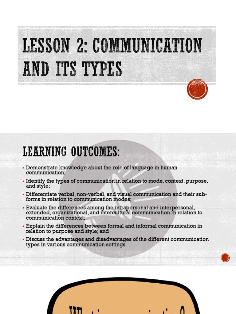 Lesson 2 - Communication And Its Types | PDF | Communication ...