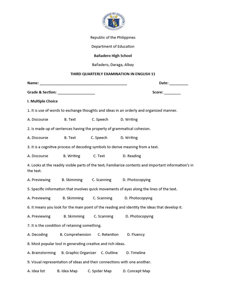Exam Example | PDF | Information | Word