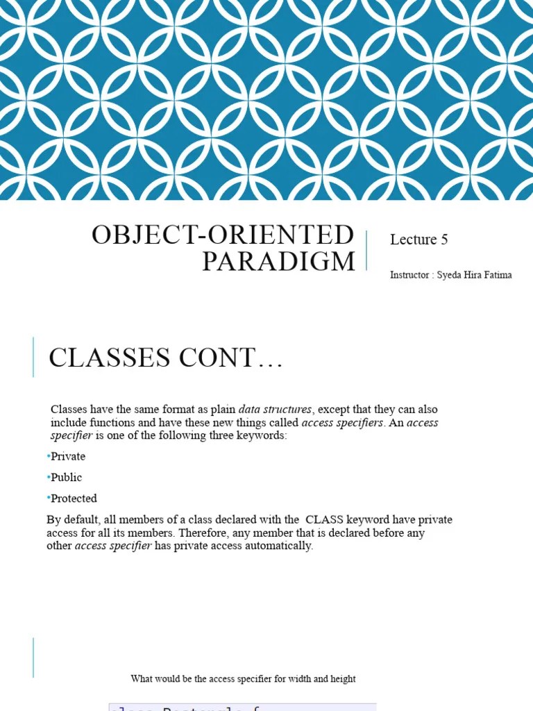 OOP Lecture 5 | PDF | Class (Computer Programming) | Method (Computer ...
